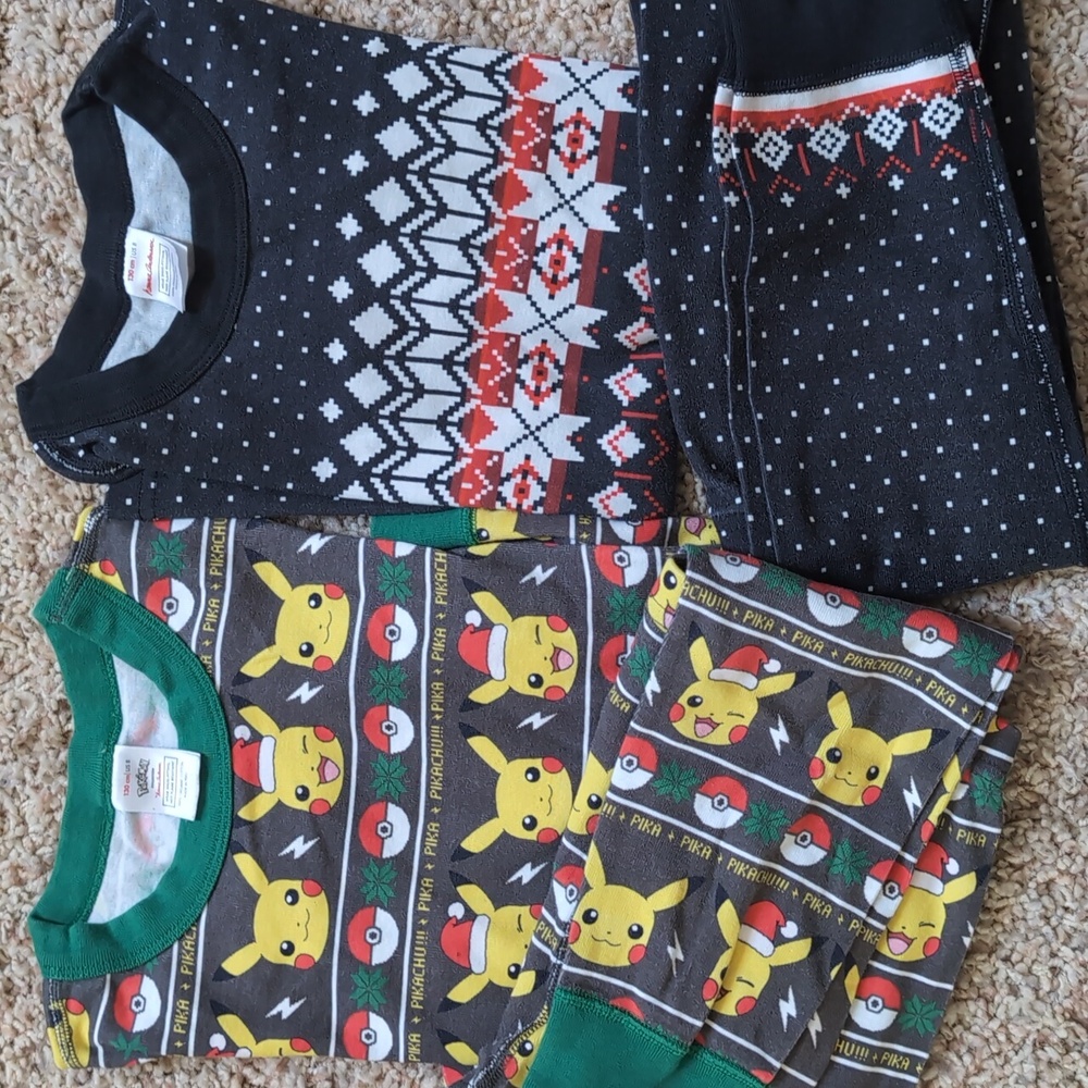 SOLD - Youth Holiday Pajama Sets (2) - Pikachu & Fairisle Prints